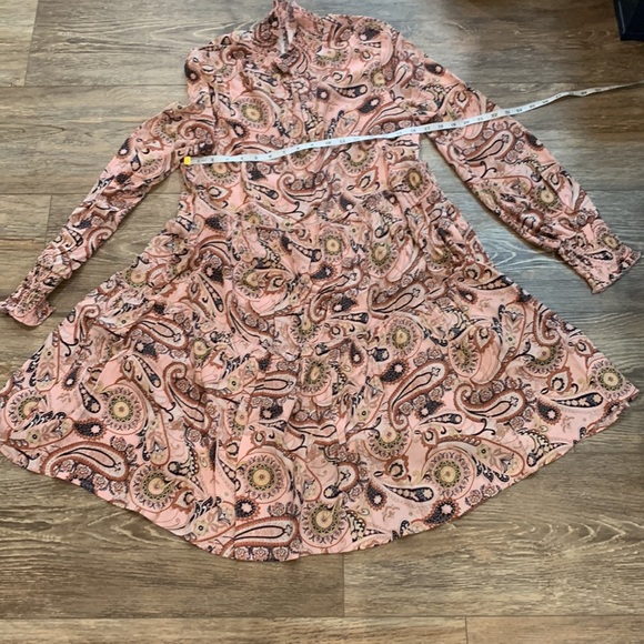 Code x Mode Pink Paisley High Neck Dress Women's Medium Ruffles Victorian - Picture 6 of 6